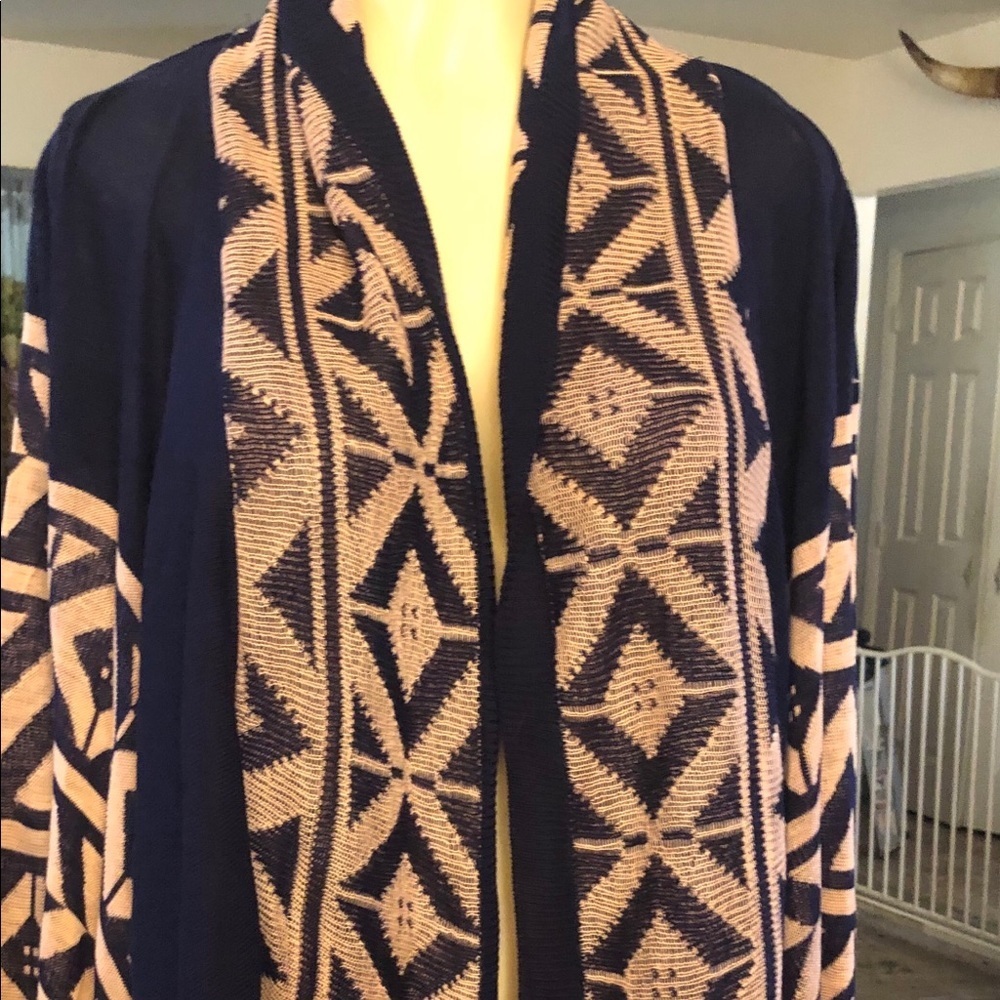 Say What?pink and dark blue cardigan for women